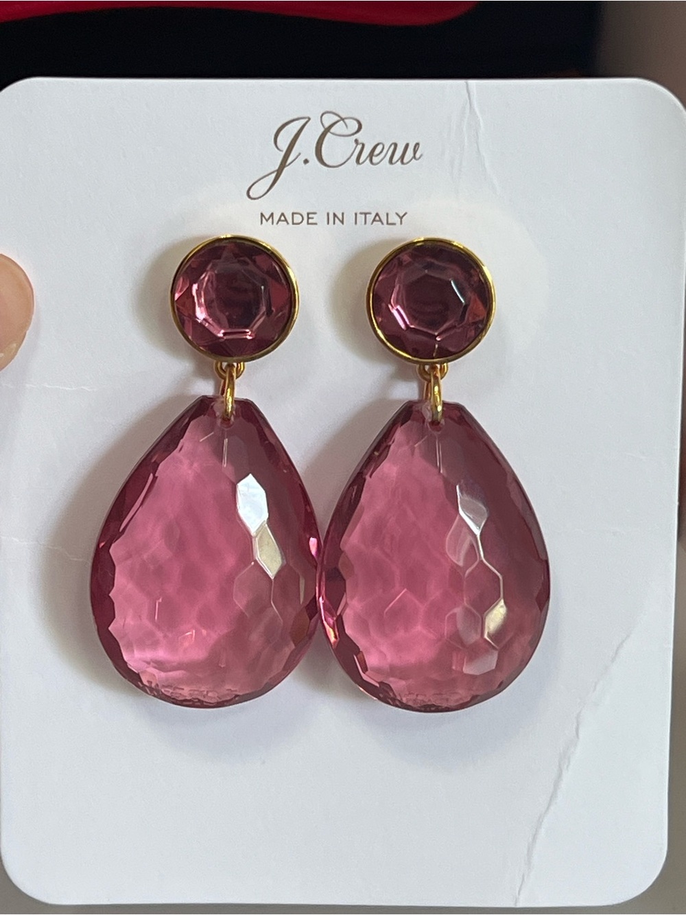 🩷NWT🩷 J.Crew Made-in-Italy faceted teardrop crystal earrings - Picture 8 of 8